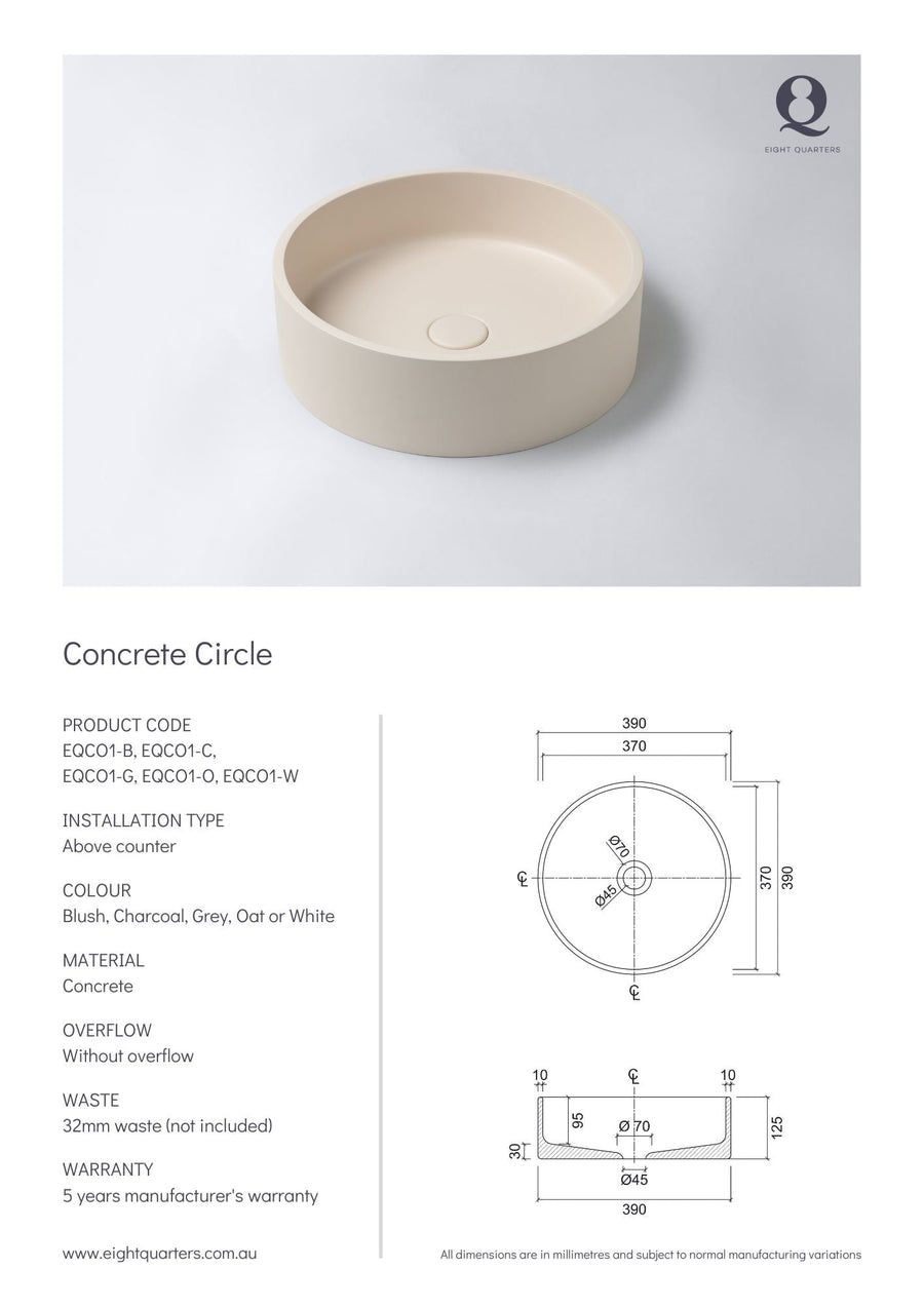 Eight Quarters basins - Concrete Circle Grey