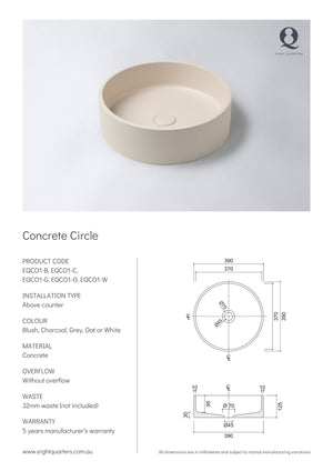 Eight Quarters - Concrete Circle spec sheet