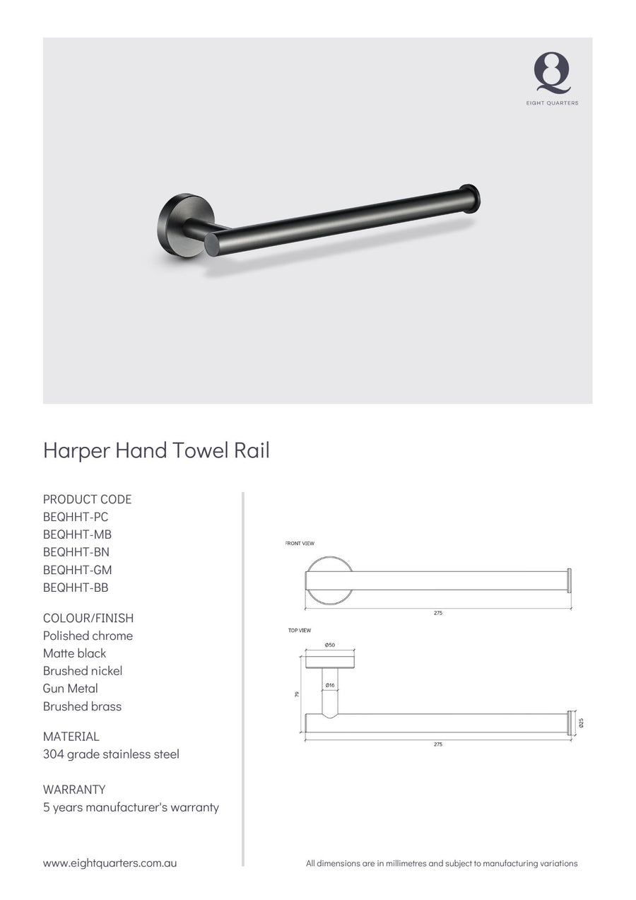 Eight Quarters Harper Hand Towel Rail - Polished Chrome