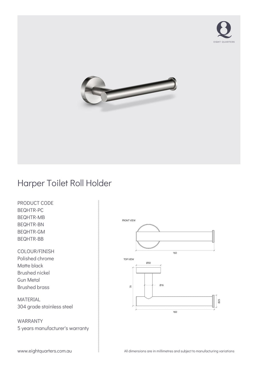 Eight Quarters Harper Toilet Roll Holder - Chrome