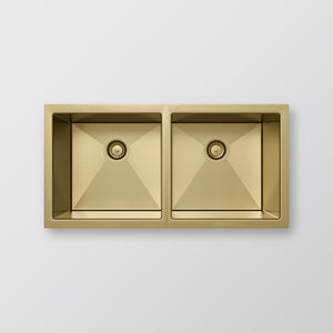 Eight Quarters Henley Double Bowl Sink 770 - Brushed Brass