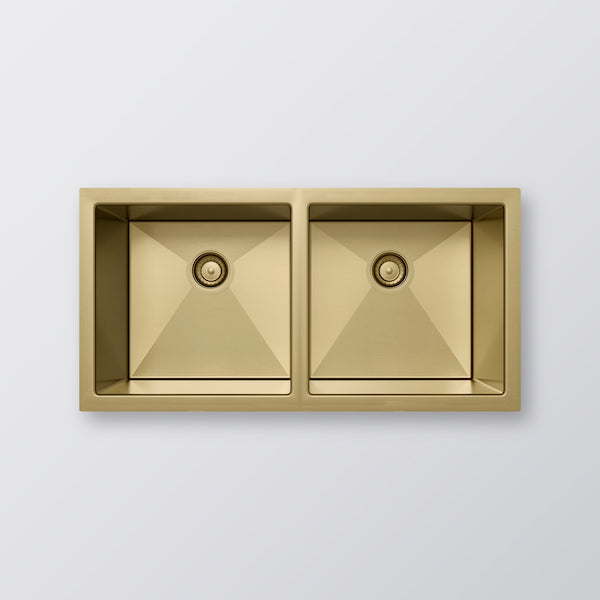 Eight Quarters Henley Double Bowl Sink 770 - Brushed Brass
