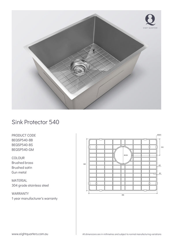Sink Protector 540 - Brushed Satin - Eight Quarters