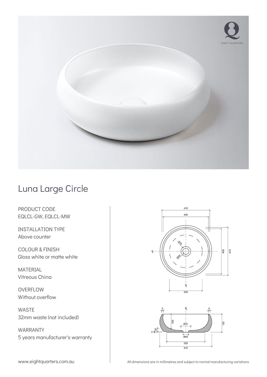 Eight Quarters Luna Large Circle Gloss White