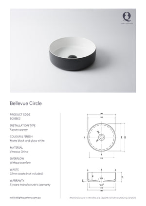 Eight Quarters Wash Basin - Bellevue Circle Specifications