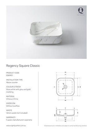 Eight Quarters Regency Square Classic Specifications